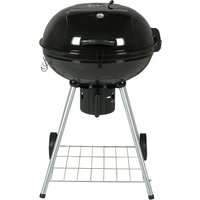 Vargan Holzkohlegrill auf Rädern Ø45cm - Barbecue Rund - Schwarz Metall