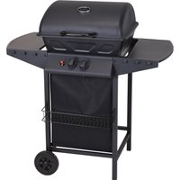 Vargan 2-Brenner Gasgrill auf Rädern - Edelstahl - Schwarz - 100x97x55cm