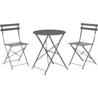 Pro Garden 3-teiliges Bistro-Set - Anthrazit - Stahl