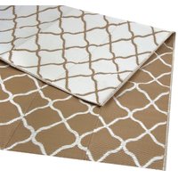 LifeGoods Outdoor Teppich - 183x290CM - Gartenteppich - Reversibel - Inkl. Tragetasche - Mit Muster - Beige/Weiß