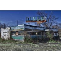 Papermoon Fototapete »VINTAGE DINER-ROUTE 66 VERLASSENER ORT RETRO AMERIKA«