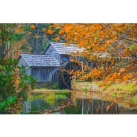 Papermoon Fototapete »SEE-LANDSCHAFT-MÜHLE WALD WALD FLUSS STRAND BOOTE SONNE«