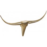 FineBuy Deko Geweih Bull M FB37859 Gold 100 cm Aluminium Design Hörner