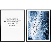 Wall-Art Poster »Blaue Eleganz Kunstdruck mit Zitat«