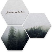 Wall-Art Mehrteilige Bilder »Silber Effekt Pure Nature Wald«