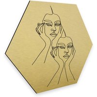 Wall-Art Metallbild »Linework Wanddeko Gold abstrakt«