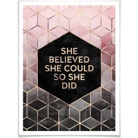 Wall-Art Poster »Rosa Gold Zitat Hexagon Schriftzug«