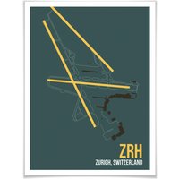 Wall-Art Poster »Wandbild ZRH Grundriss Zürich«