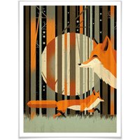 Wall-Art Poster »Midnight Foxes«