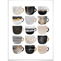 Wall-Art Poster »Kaffeetassen Schwarz Gold«