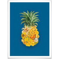 Wall-Art Poster »Ananas Blume Blau«