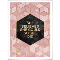 Wall-Art Poster »She Believed rosa«