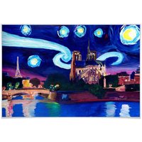 Wall-Art Poster »Van Gogh Stil Stadt Paris bei Nacht«