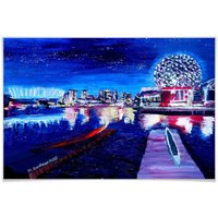 Wall-Art Poster »Blau Himmel Vancouver bei Nacht«