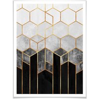 Wall-Art Poster »Hexagon Schwarz Grau«