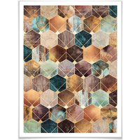 Wall-Art Poster »Hexagone Gold Kupfer«