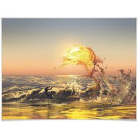 Wall-Art Poster »Sonnenuntergang Wellen Surfer«