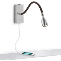 LED-Wandleuchte Milos nickel mit USB-Ladeanschluss