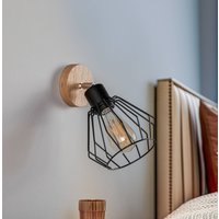 Envostar Vento Wandlampe schwarz/Eiche 1-flammig