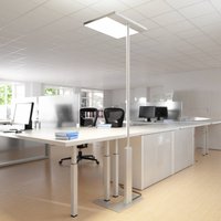 Büro-Stehlampe Linea-F mit Sensor grau