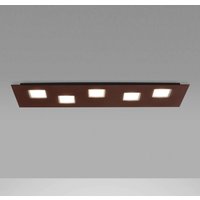 Fabbian Quarter - braune LED-Deckenlampe 5flg.