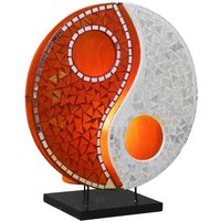 Tischleuchte Ying Yang Glas-Mosaik orange/weiß