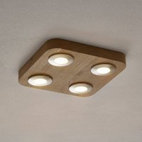 4-flammige LED-Deckenlampe Sunniva aus Eichenholz