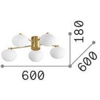 Ideal Lux Deckenlampe Hermes messingfarben 60 cm 5-flg. Glas