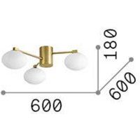 Ideal Lux Deckenlampe Hermes messingfarben 60 cm 3-flg. Glas