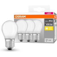 OSRAM LED-Tropfen E27 P40 4W 2.700K 470lm matt 3er