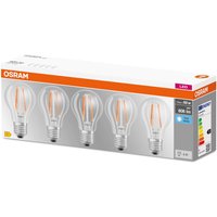 OSRAM LED-Lampe E27 Base CL A 7W 4.000K klar 5er