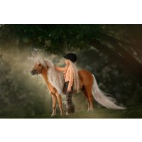 Papermoon Fototapete »PALOMINO MINIATURE PFERD-MÄDCHEN WINTER TIER PONY MINI«